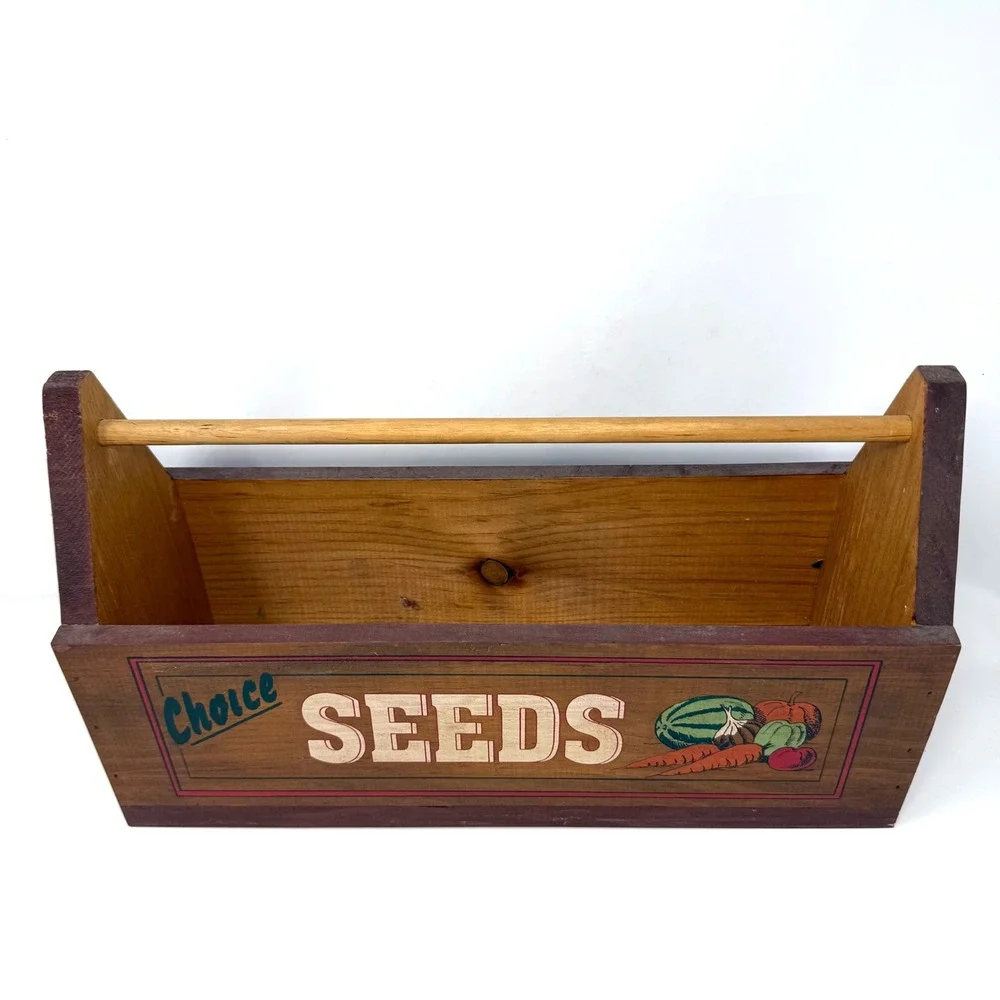 Nostalgia Wooden Box Co Vermont Choice Seeds Garden Caddy Rustic Wood Tote Brown